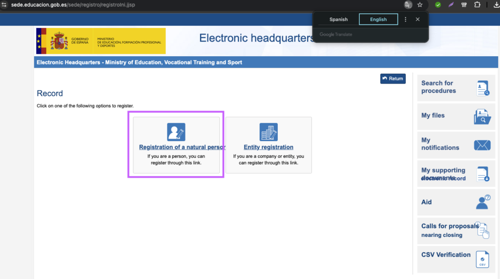 Create Profile on Profex 2 for English Teaching Job in Spain